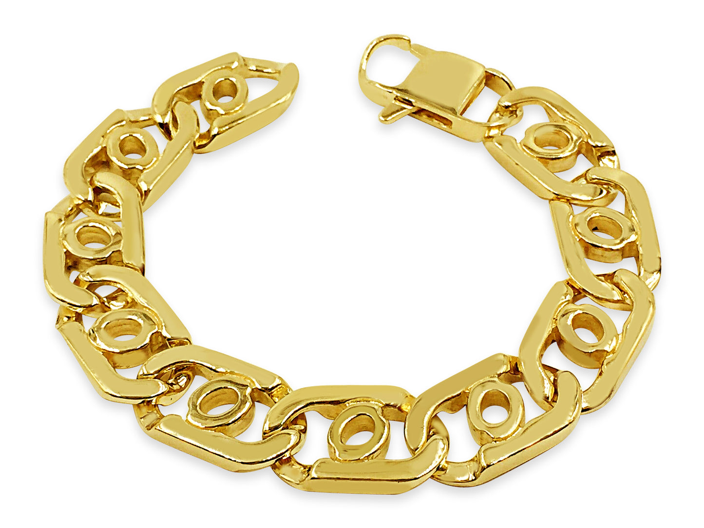 Handmade Solid Gold Bullet Tiger Eye Bracelet , 16mm