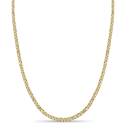 Handmade Solid Gold Curb Necklace , 9mm