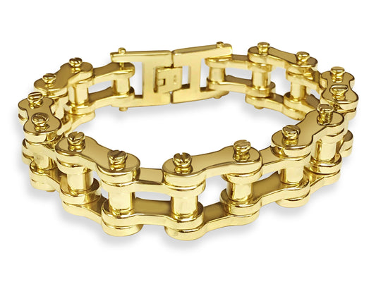 Handmade Solid Gold Motorcycle/Bike Chain Bracelet , 20mm