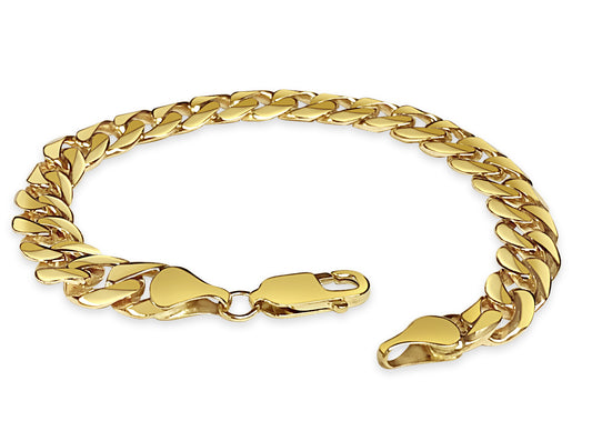 Handmade Solid Gold Curb Bracelet , 9mm