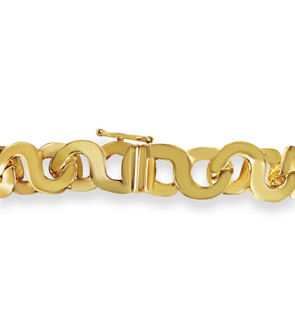Handmade Solid Gold Flat Bracelet , 12mm