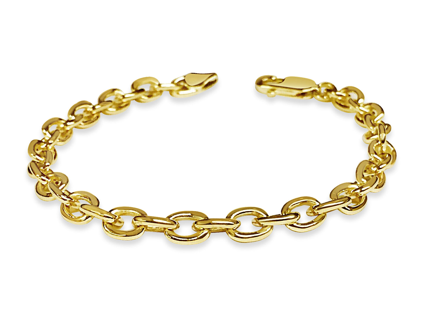Handmade Solid Gold Fancy Rolo Bracelet , 5mm