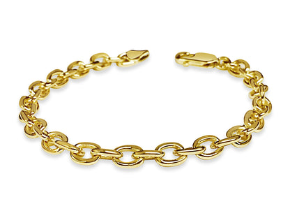 Handmade Solid Gold Fancy Rolo Bracelet , 5mm