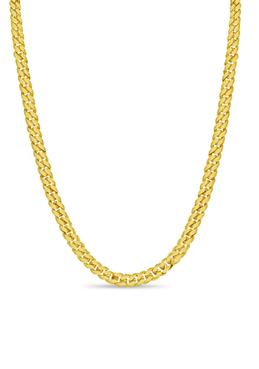 Handmade Solid Gold Miami Cuban Necklace , 8mm