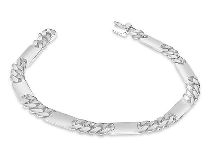 Handmade Solid Gold Figaro Bar Bracelet , 8mm