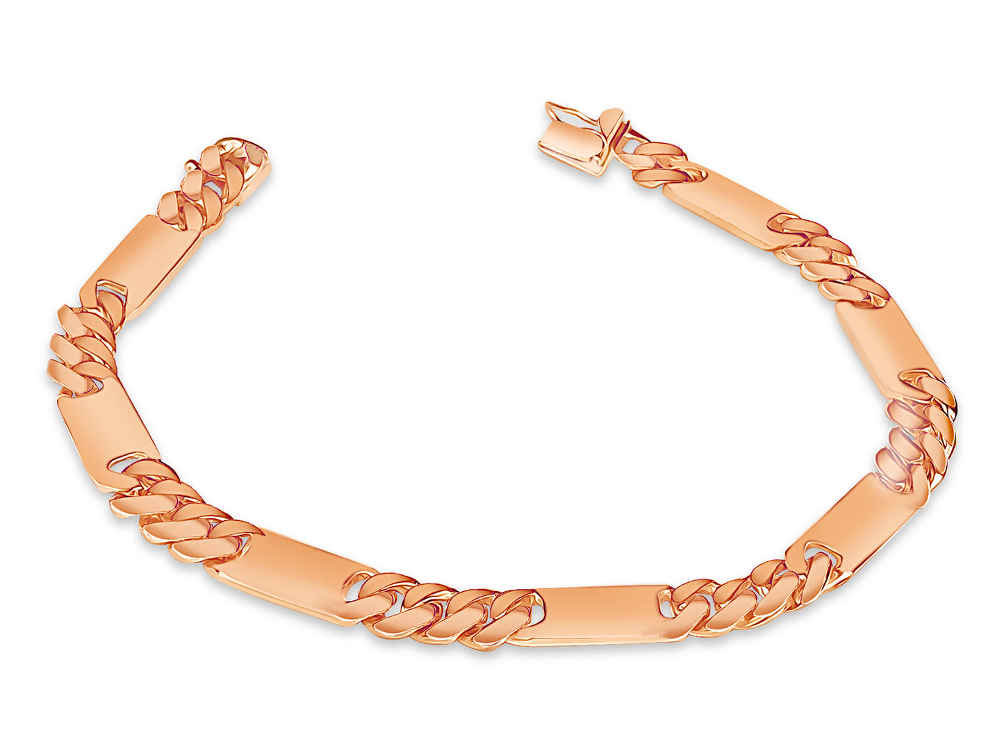 Handmade Solid Gold Figaro Bar Bracelet , 8mm