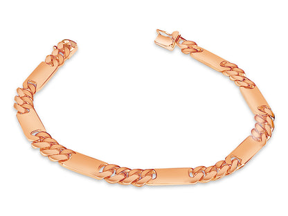 Handmade Solid Gold Figaro Bar Bracelet , 8mm
