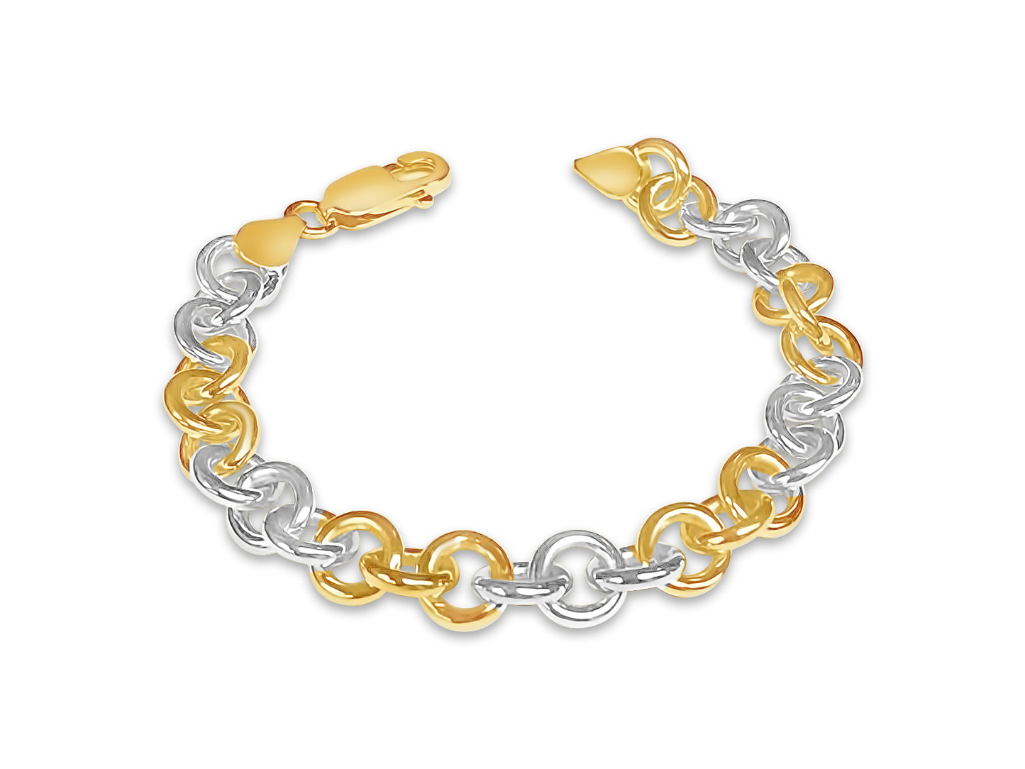 Handmade Solid Gold Fancy Rolo Bracelet , 9mm
