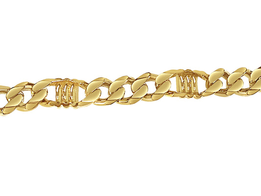 Handmade Solid Gold Curb & Bar Bracelet , 11mm