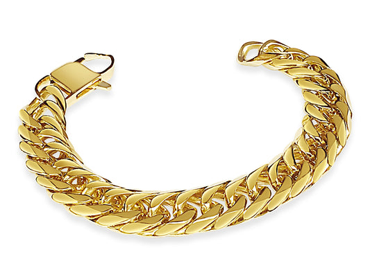 Handmade Solid Gold Curb Bracelet , 16mm