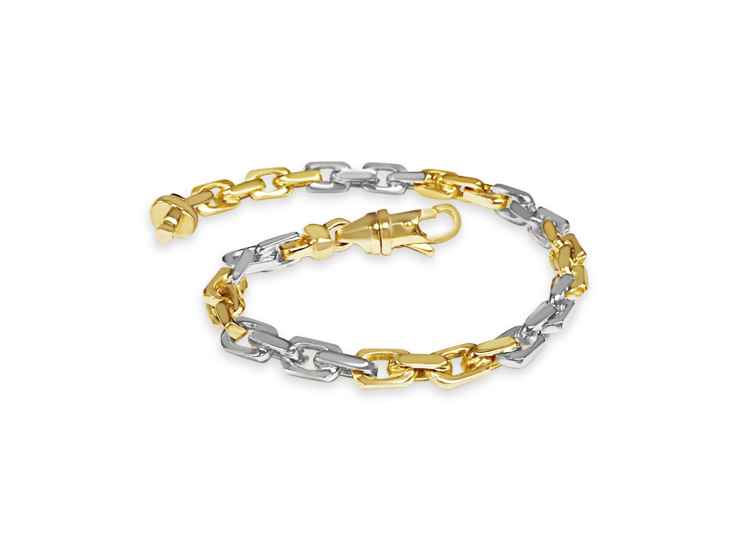 Handmade Solid Gold Fancy Rolo Bracelet , 6mm