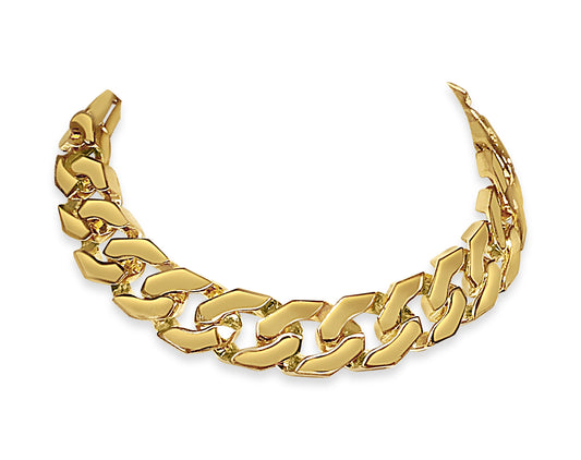 Handmade Solid Gold Curb Bracelet , 15mm