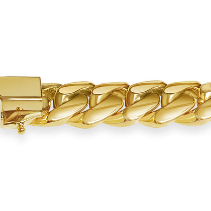 Handmade Solid Gold Miami Cuban Bracelet , 13mm