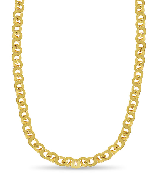 Handmade Solid Gold Flat Necklace , 12mm