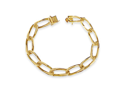Handmade Solid Gold Flat Bracelet , 9mm