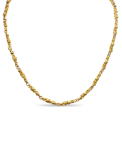Handmade Solid Gold Nugget Necklace , 5mm