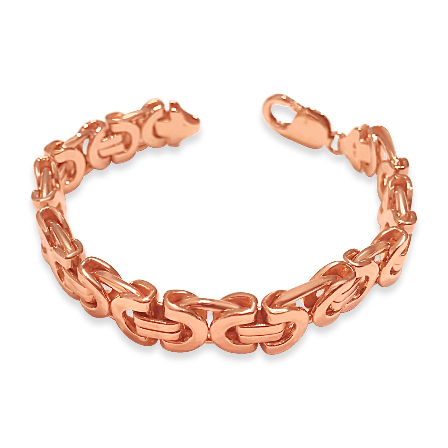 Handmade Solid Gold Flat Byzantine Bracelet , 11mm