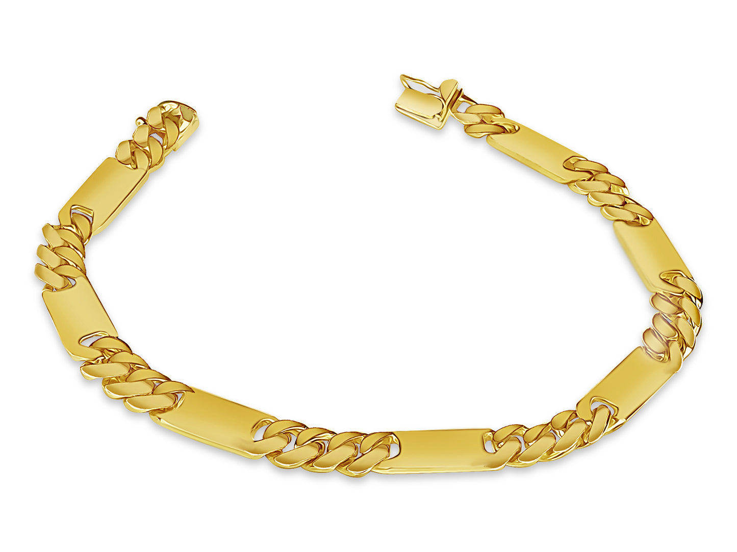 Handmade Solid Gold Figaro Bar Bracelet , 8mm