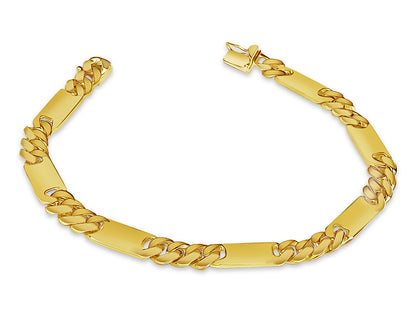 Handmade Solid Gold Figaro Bar Bracelet , 8mm
