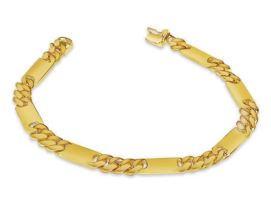Handmade Solid Gold Figaro Bar Bracelet , 8mm
