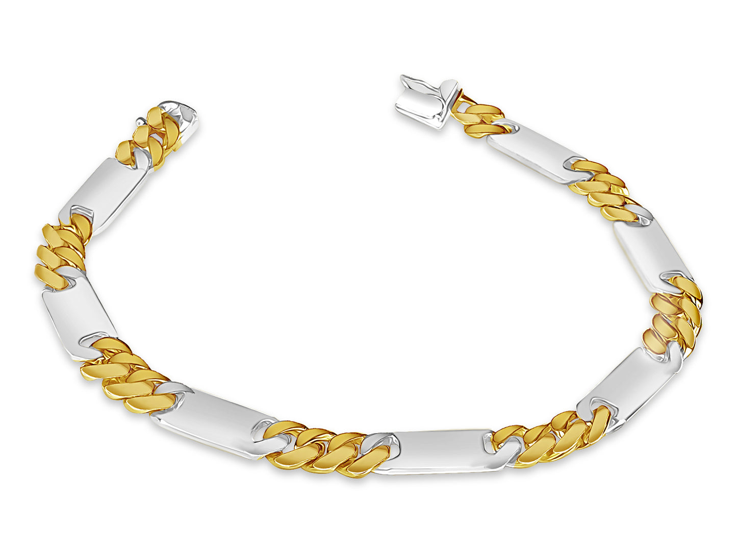 Handmade Solid Gold Figaro Bar Bracelet , 8mm