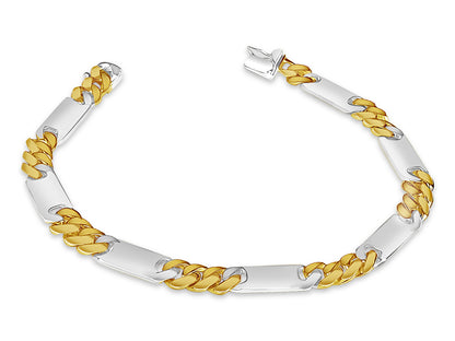 Handmade Solid Gold Figaro Bar Bracelet , 8mm