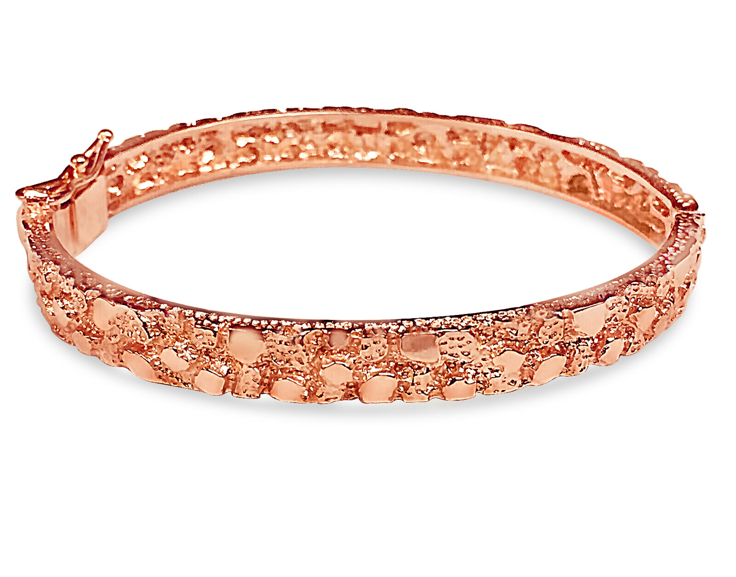 Handmade Solid Gold Nugget Bangle Bracelet , 7mm