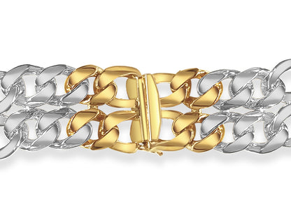 Handmade Solid Gold ID Figaro Bracelet , 23mm