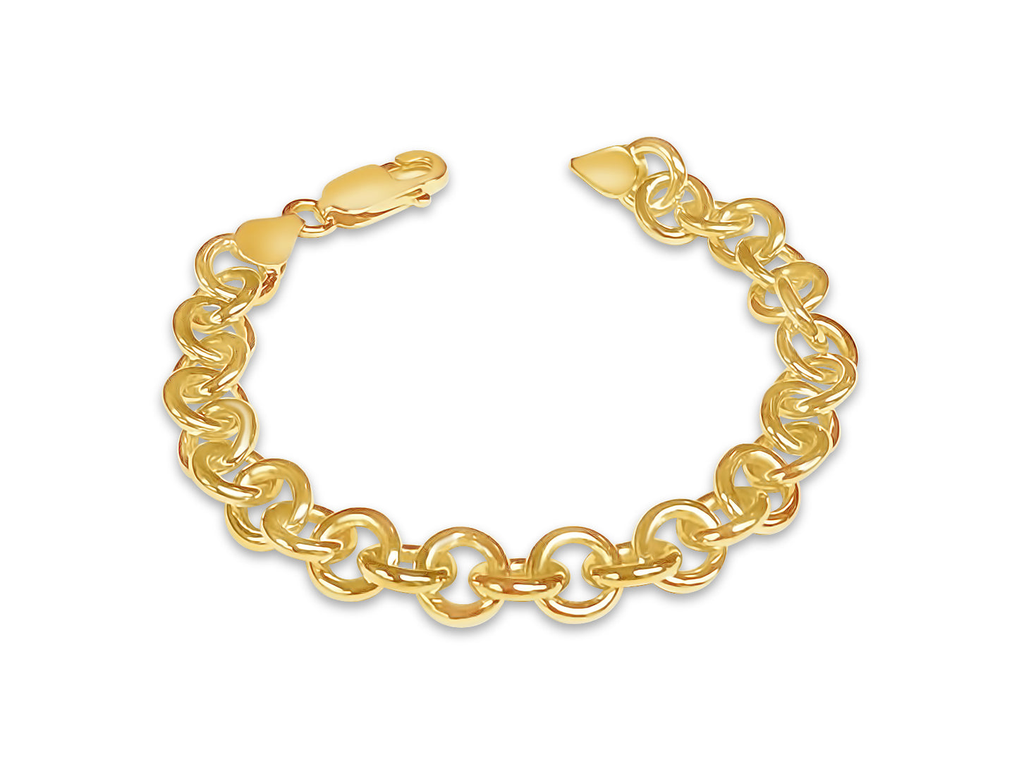 Handmade Solid Gold Fancy Rolo Bracelet , 9mm