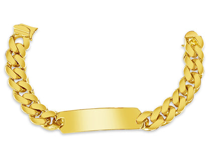 Handmade Solid Gold ID Curb Bracelet , 15mm