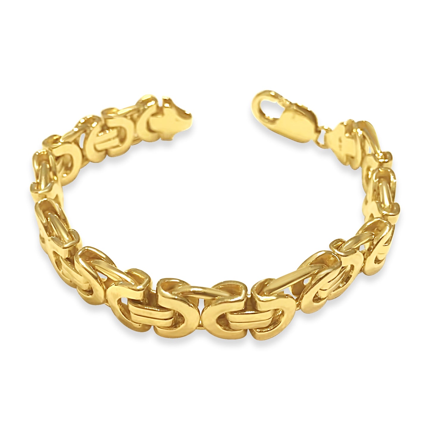 Handmade Solid Gold Flat Byzantine Bracelet , 11mm