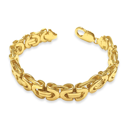 Handmade Solid Gold Flat Byzantine Bracelet , 11mm