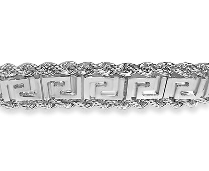 Handmade Solid Gold Rope & Greek Key Bracelet , 12mm