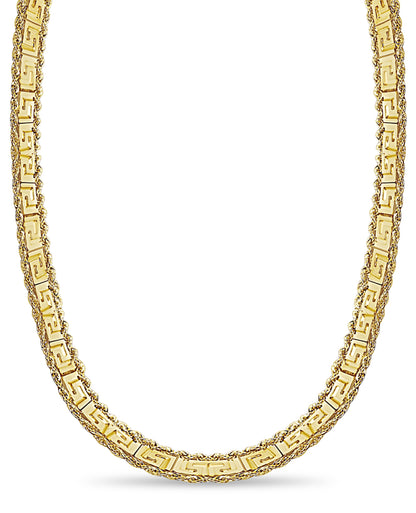 Handmade Solid Gold Rope & Greek Key Necklace , 12mm
