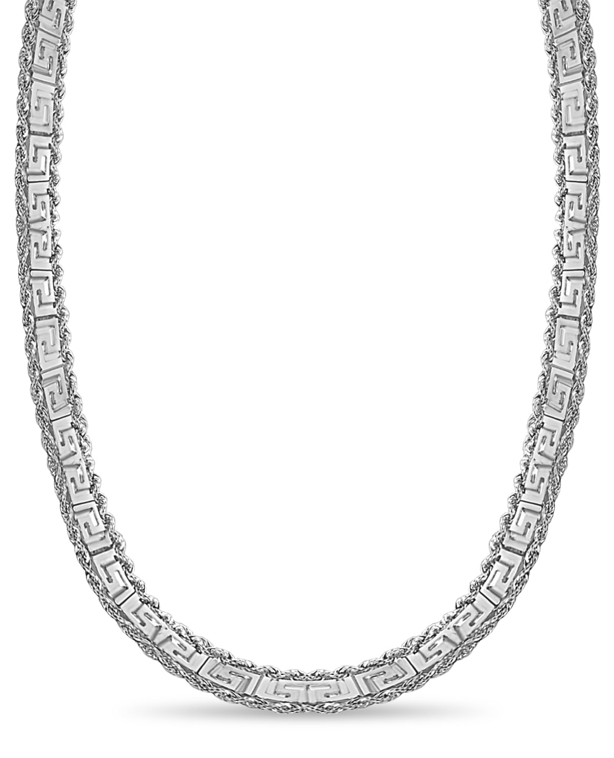 Handmade Solid Gold Rope & Greek Key Necklace , 12mm