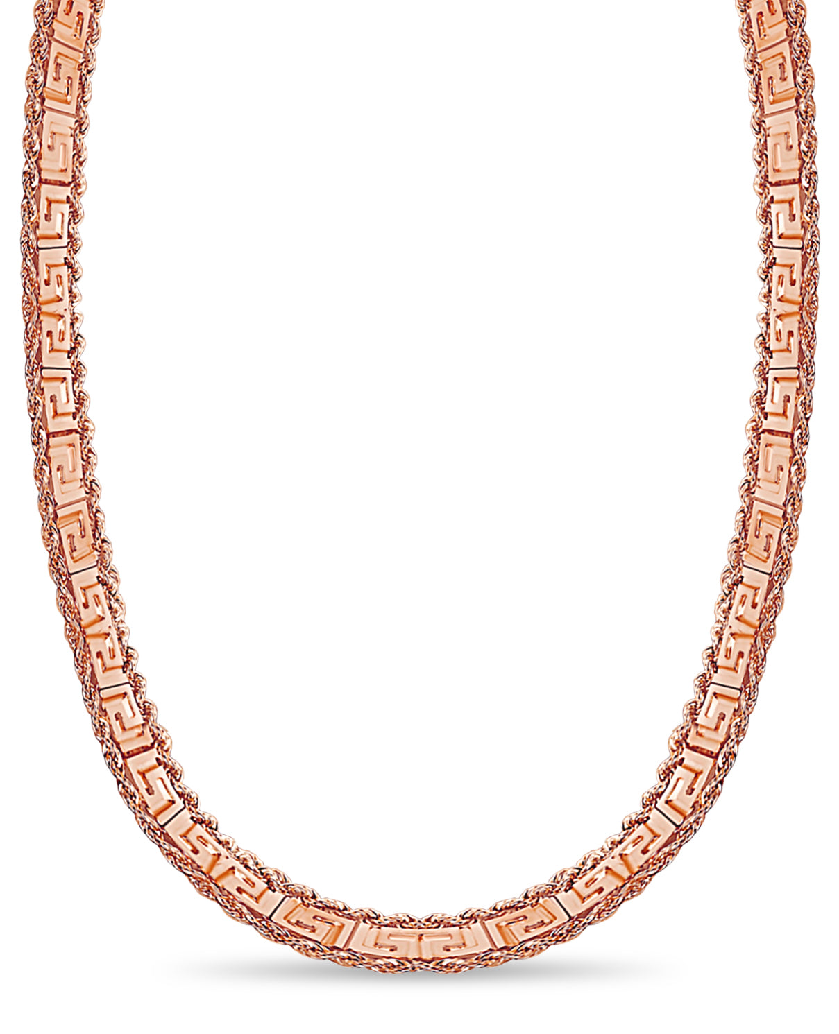 Handmade Solid Gold Rope & Greek Key Necklace , 12mm