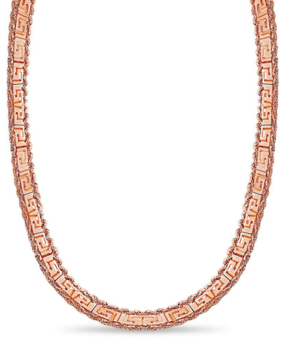 Handmade Solid Gold Rope & Greek Key Necklace , 12mm