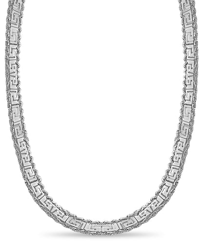 Handmade Solid Gold Rope & Greek Key Necklace , 12mm
