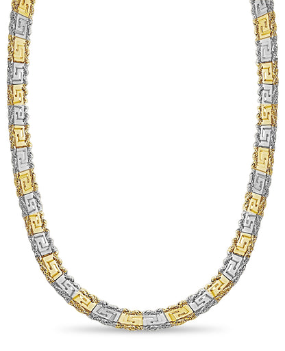 Handmade Solid Gold Rope & Greek Key Necklace , 12mm