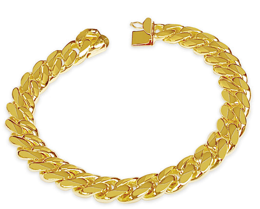 Handmade Solid Gold Curb Bracelet , 11mm