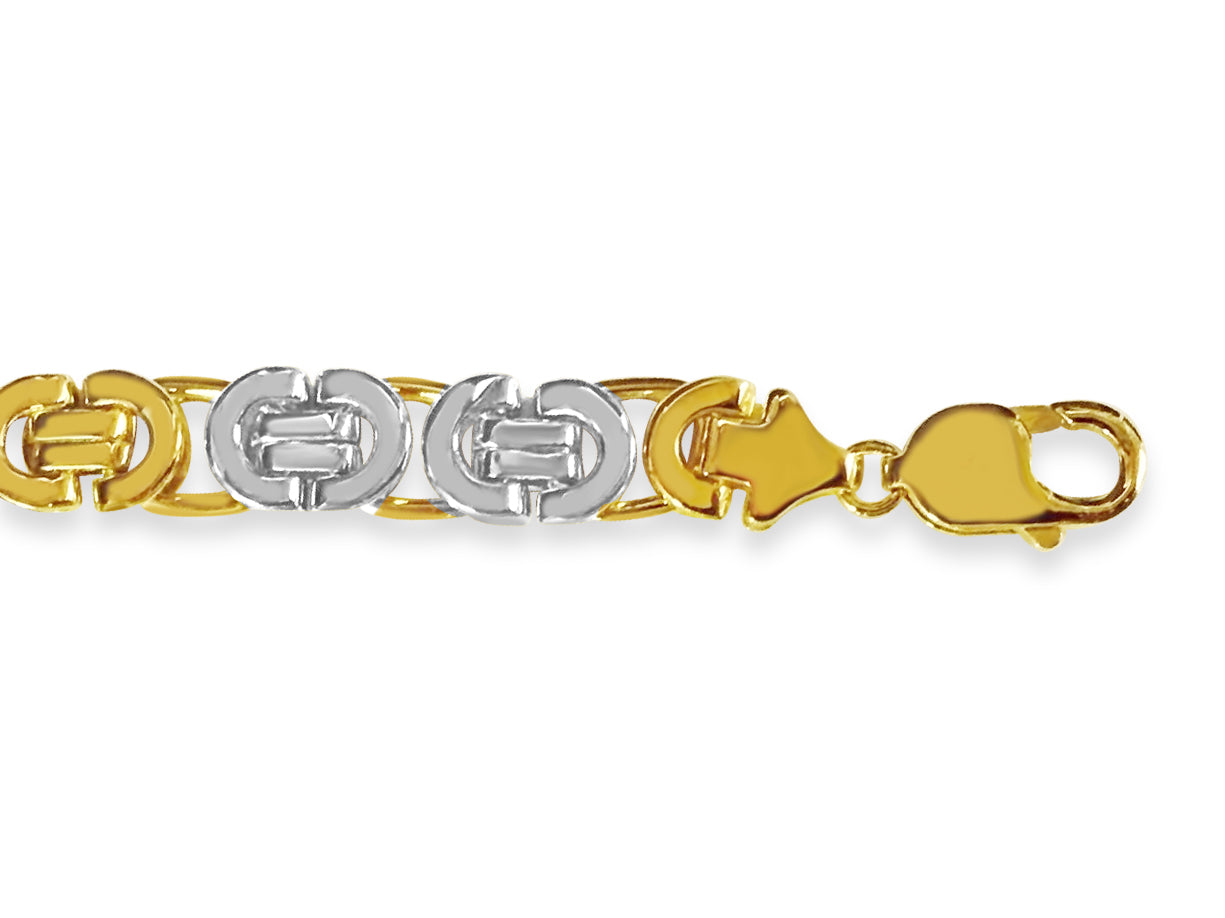 Handmade Solid Gold Flat Byzantine Bracelet , 11mm