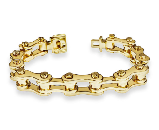 Handmade Solid Gold Motorcycle/Bike Chain Bracelet , 12mm