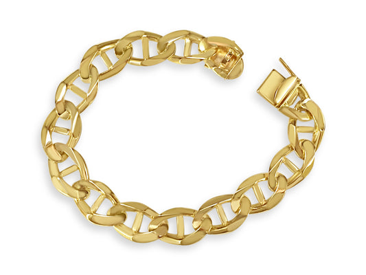 Handmade Solid Gold Anchor Mariner Bracelet , 13mm