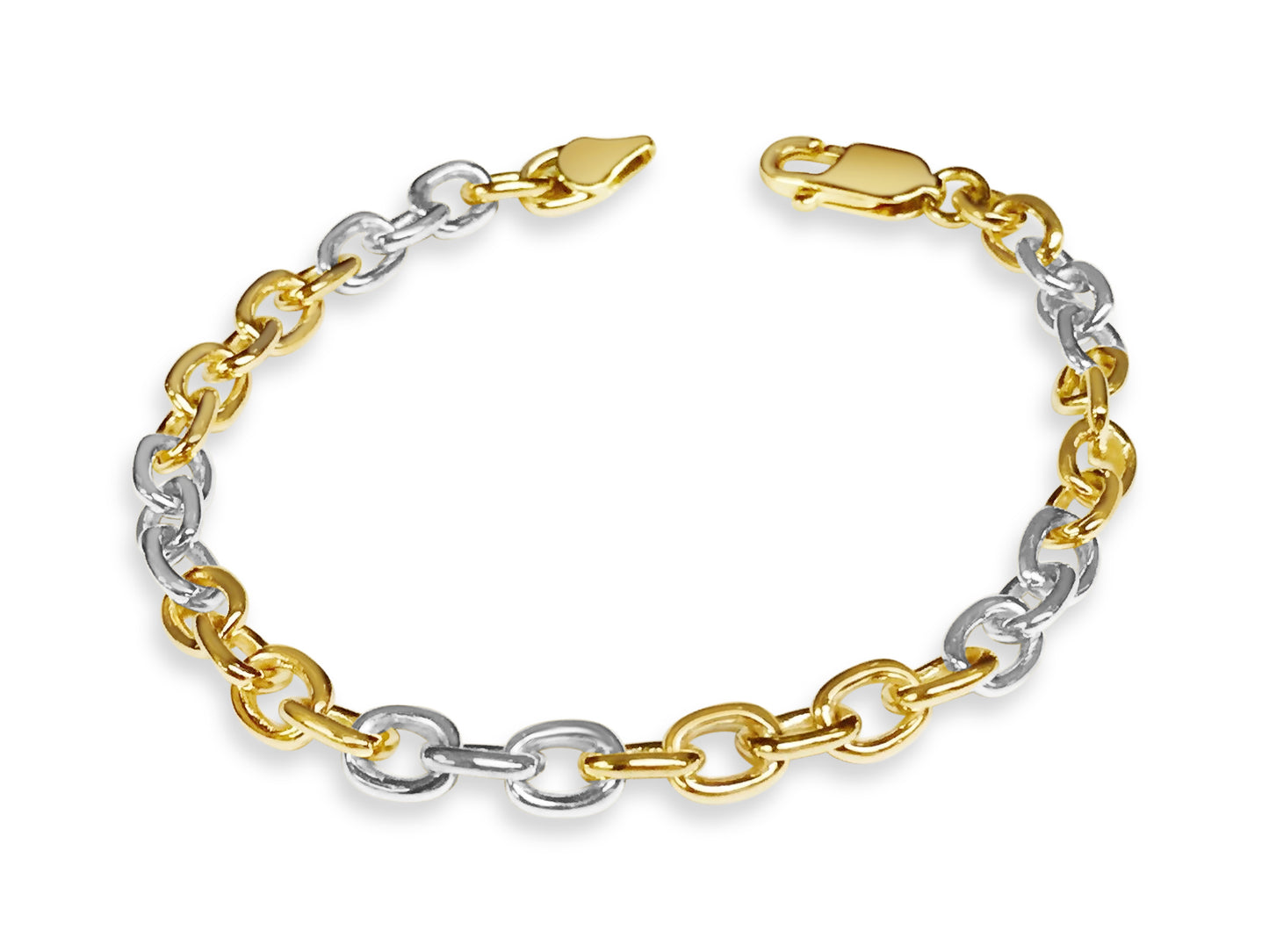 Handmade Solid Gold Fancy Rolo Bracelet , 6mm