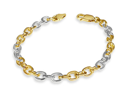 Handmade Solid Gold Fancy Rolo Bracelet , 6mm