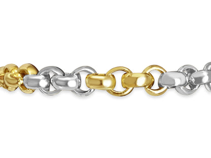 Handmade Solid Gold Fancy Rolo Bracelet , 7mm