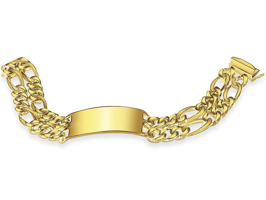 Handmade Solid Gold ID Figaro Bracelet , 23mm