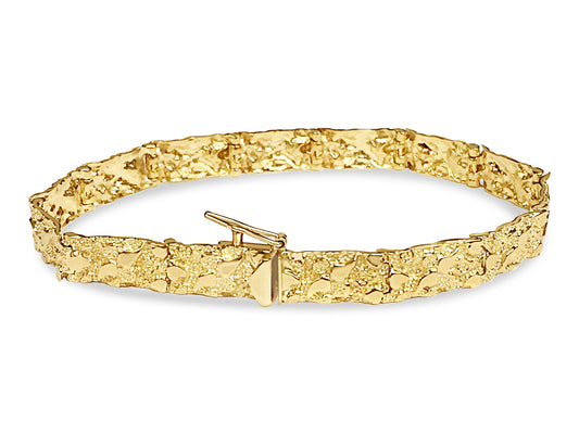 Handmade Solid Gold Nugget Bracelet , 7mm
