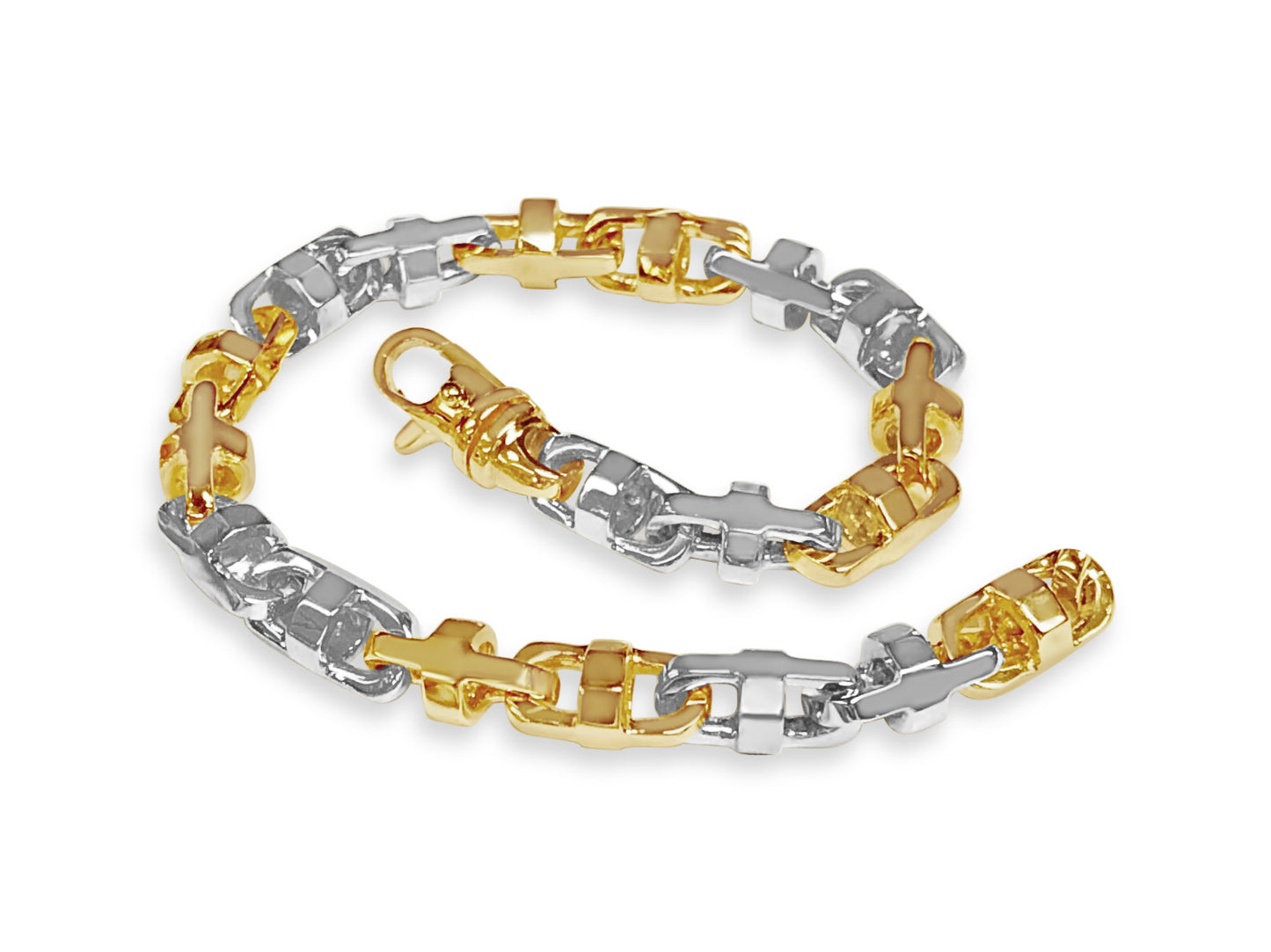 Handmade Solid Gold Fancy Rolo Bracelet , 6mm