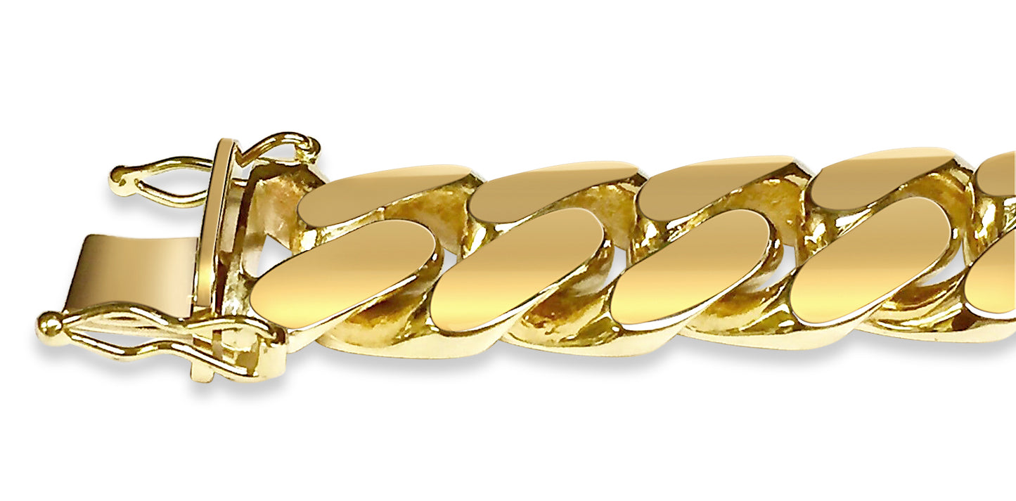 Handmade Solid Gold Miami Cuban Bracelet , 14mm